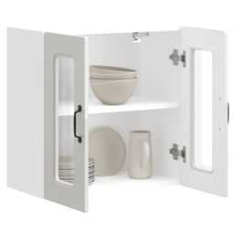 Berkfield Home Kitchen Wall Cabinet with Glass Door Kalmar High Gloss White Engineered Wood - thumbnail 5