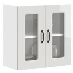 Berkfield Home Kitchen Wall Cabinet with Glass Door Kalmar High Gloss White Engineered Wood
