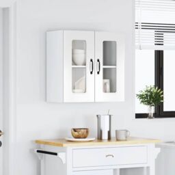 Berkfield Home Kitchen Wall Cabinet with Glass Door Kalmar High Gloss White Engineered Wood - thumbnail 4