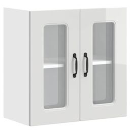 Berkfield Home Kitchen Wall Cabinet with Glass Door Kalmar High Gloss White Engineered Wood - thumbnail 2
