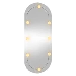 Berkfield Home Wall Mirror with LED Lights 40x90 cm Glass Oval in Silver - thumbnail 4