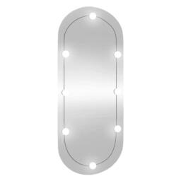 Berkfield Home Wall Mirror with LED Lights 40x90 cm Glass Oval in Silver - thumbnail 3