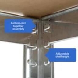 EONLION 180X120X45CM Metal Shelving Units 5 Tiers Steel Garage Shelving Silver - Size: 180 x 120 x 45 cm - thumbnail 3