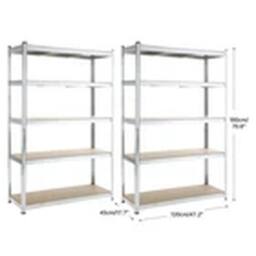 EONLION 180X120X45CM Metal Shelving Units 5 Tiers Steel Garage Shelving Silver - Size: 180 x 120 x 45 cm - thumbnail 2