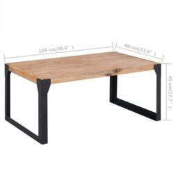 Berkfield Home Coffee Table Solid Acacia Wood 100x60x45 cm in Brown - Size: 100 x 60 x 45 cm - thumbnail 5