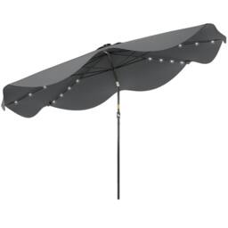 OUTSUNNY Garden Parasol Umbrella with LED Lights & Tilt, Table Umbrella in Dark Grey - thumbnail 2