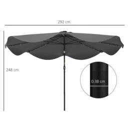 OUTSUNNY Garden Parasol Umbrella with LED Lights & Tilt, Table Umbrella in Dark Grey - thumbnail 3