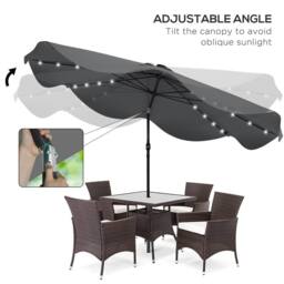 OUTSUNNY Garden Parasol Umbrella with LED Lights & Tilt, Table Umbrella in Dark Grey - thumbnail 5