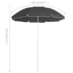 Berkfield Home Outdoor Parasol with Steel Pole Anthracite 180 cm in Black - thumbnail 5