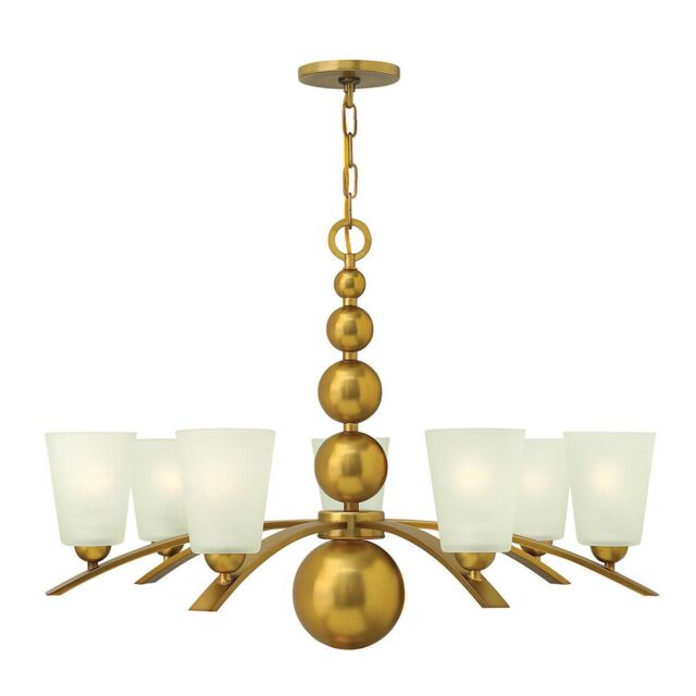 Loops 7 Bulb Chandelier Hanging Pendant LIght Vintage Brass LED E27 60W Bulb in Metallics
