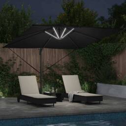Berkfield Home Cantilever Roma Parasol with LEDs - Black, 286 x 285 x 270 cm, Al… in Black - Size: 286 x 285 x 270 cm - thumbnail 4