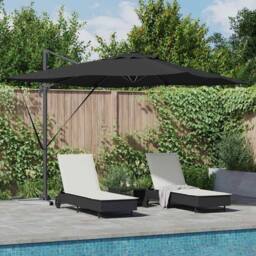 Berkfield Home Cantilever Roma Parasol with LEDs - Black, 286 x 285 x 270 cm, Al… in Black - Size: 286 x 285 x 270 cm - thumbnail 2