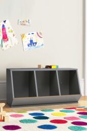 Living and Home 40cm H Double Layer Open Toy Clothing and Bookcase Management Cabinet in Black - thumbnail 2