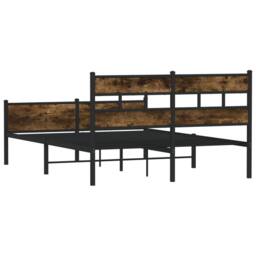 Berkfield Home Metal Bed Frame without Mattress Smoked Oak 160x200 cm in Brown - thumbnail 6