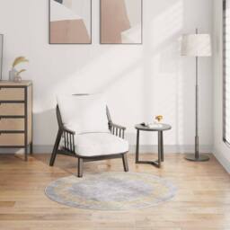 Berkfield Home Rug Washable œÜ120 cm Grey Anti Slip - Size: Medium - thumbnail 2