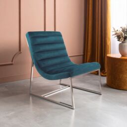 Orsina Velvet Cocktail Chair, Easy to Adjust Comfy Chair, Effortless Cleaning Ocassional Accent Chair in Blue