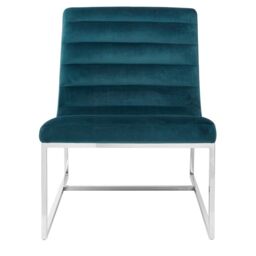 Orsina Velvet Cocktail Chair, Easy to Adjust Comfy Chair, Effortless Cleaning Ocassional Accent Chair in Blue - thumbnail 6