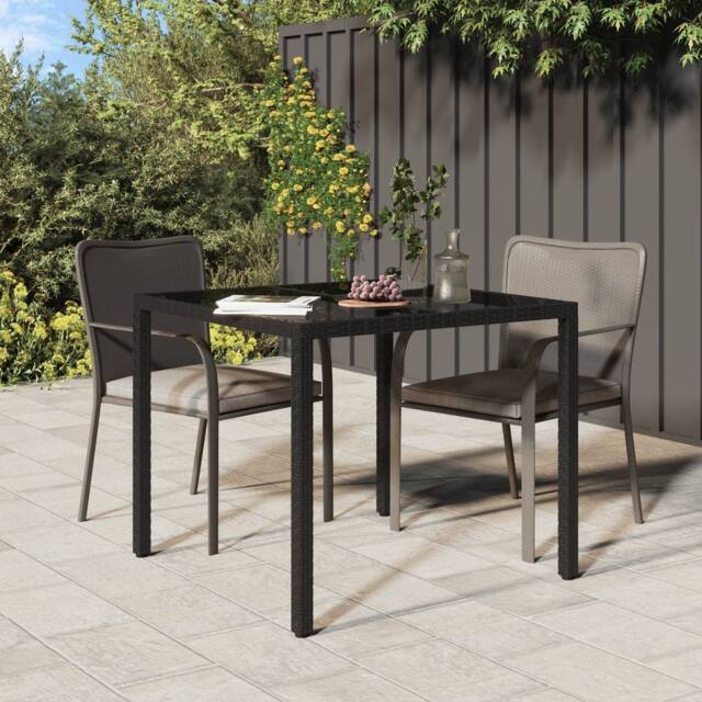 Berkfield Home Garden Dining Table Black 90x90x75 cm Poly Rattan - Size: 90 x 90 x 75 cm