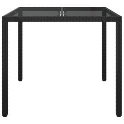 Berkfield Home Garden Dining Table Black 90x90x75 cm Poly Rattan - Size: 90 x 90 x 75 cm - thumbnail 3