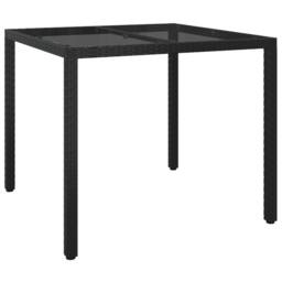 Berkfield Home Garden Dining Table Black 90x90x75 cm Poly Rattan - Size: 90 x 90 x 75 cm - thumbnail 2