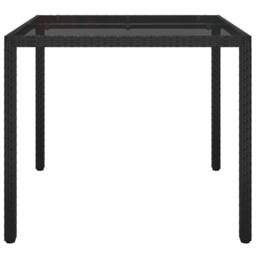Berkfield Home Garden Dining Table Black 90x90x75 cm Poly Rattan - Size: 90 x 90 x 75 cm - thumbnail 4