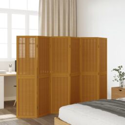 Berkfield Home Room Divider 6 Panels Brown Solid Wood Paulownia - thumbnail 3