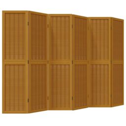 Berkfield Home Room Divider 6 Panels Brown Solid Wood Paulownia - thumbnail 2