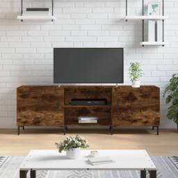 Berkfield Home TV Cabinet Smoked Oak 150x30x50 cm Engineered Wood in Brown - Size: 150 x 30 x 50 cm - thumbnail 2
