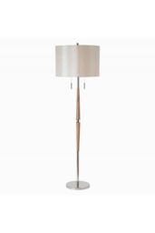 Netlighting Altesse Floor Lamp Natural Wood Oatmeal Silk Effect E27 in Brown