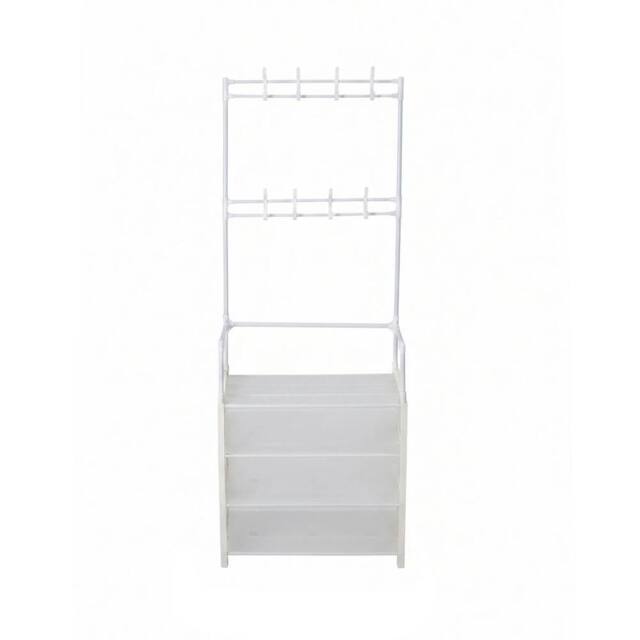 KORVIXA 4 Tier Coat Rack Shoe Storage Shelf in White - Size: 900mm - image 1