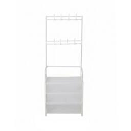 KORVIXA 4 Tier Coat Rack Shoe Storage Shelf in White - Size: 900mm - thumbnail 1