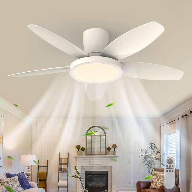 Garwarm Ceiling Fans with Lights 42 Inch White with Timer for Bedroom - image 1