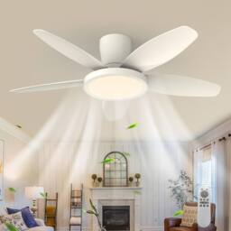 Garwarm Ceiling Fans with Lights 42 Inch White with Timer for Bedroom - thumbnail 1