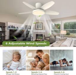 Garwarm Ceiling Fans with Lights 42 Inch White with Timer for Bedroom - thumbnail 6