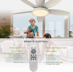Garwarm Ceiling Fans with Lights 42 Inch White with Timer for Bedroom - thumbnail 4