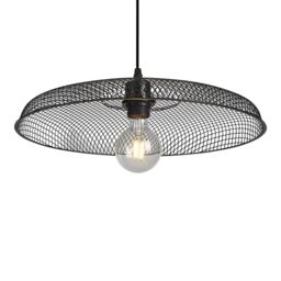 First Choice Lighting Cassidy - Large Black Mesh Easy Fit Metal Pendant Shade