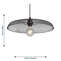 First Choice Lighting Cassidy - Large Black Mesh Easy Fit Metal Pendant Shade - thumbnail 5