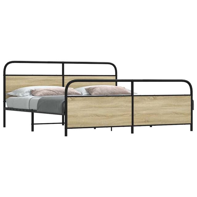 Berkfield Home Metal Bed Frame without Mattress Sonoma Oak 200x200 cm in Brown - image 1