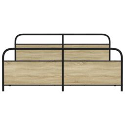 Berkfield Home Metal Bed Frame without Mattress Sonoma Oak 200x200 cm in Brown - thumbnail 4