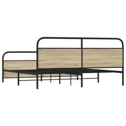 Berkfield Home Metal Bed Frame without Mattress Sonoma Oak 200x200 cm in Brown - thumbnail 6