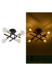Living and Home 4-Light Vintage Semi-Flush Mount Ceiling Light in Black - thumbnail 5