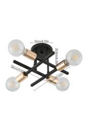 Living and Home 4-Light Vintage Semi-Flush Mount Ceiling Light in Black - thumbnail 6