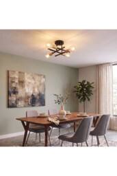 Living and Home 4-Light Vintage Semi-Flush Mount Ceiling Light in Black - thumbnail 3