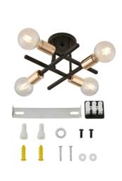 Living and Home 4-Light Vintage Semi-Flush Mount Ceiling Light in Black - thumbnail 4