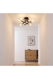 Living and Home 4-Light Vintage Semi-Flush Mount Ceiling Light in Black - thumbnail 2