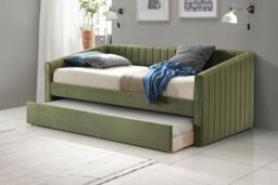 Time4sleep Sanderson Olive Green Upholstered Day Bed Including Underbed - Size: Single - thumbnail 2