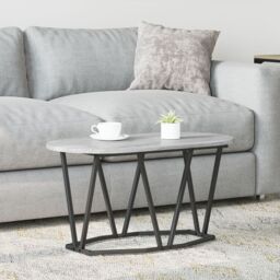 Berkfield Home Grey Sonoma Coffee Table - 80x40x40.5 cm, Made from Engineered Wood & Metal - Size: 80x40x40.5 cm - thumbnail 1