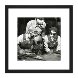 Artery8 Marshall Women Welding Steel Industry Photo 8X8 Inch Square Wooden Framed Wall Art Print Picture with Mount in Black - thumbnail 1