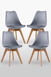 Life Interiors 5PCs Dining Set - a Halo Dining Table & Set of 4 Lorenzo Tulip chairs with Padded Seat in Grey - thumbnail 4