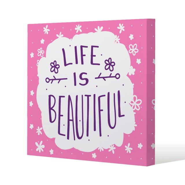 Benjamin Tate Design Life Is Beautiful (Canvas Print) / 77 x 77 x 4cm in Natural - Size: 77 x 77 x 4 cm - image 1